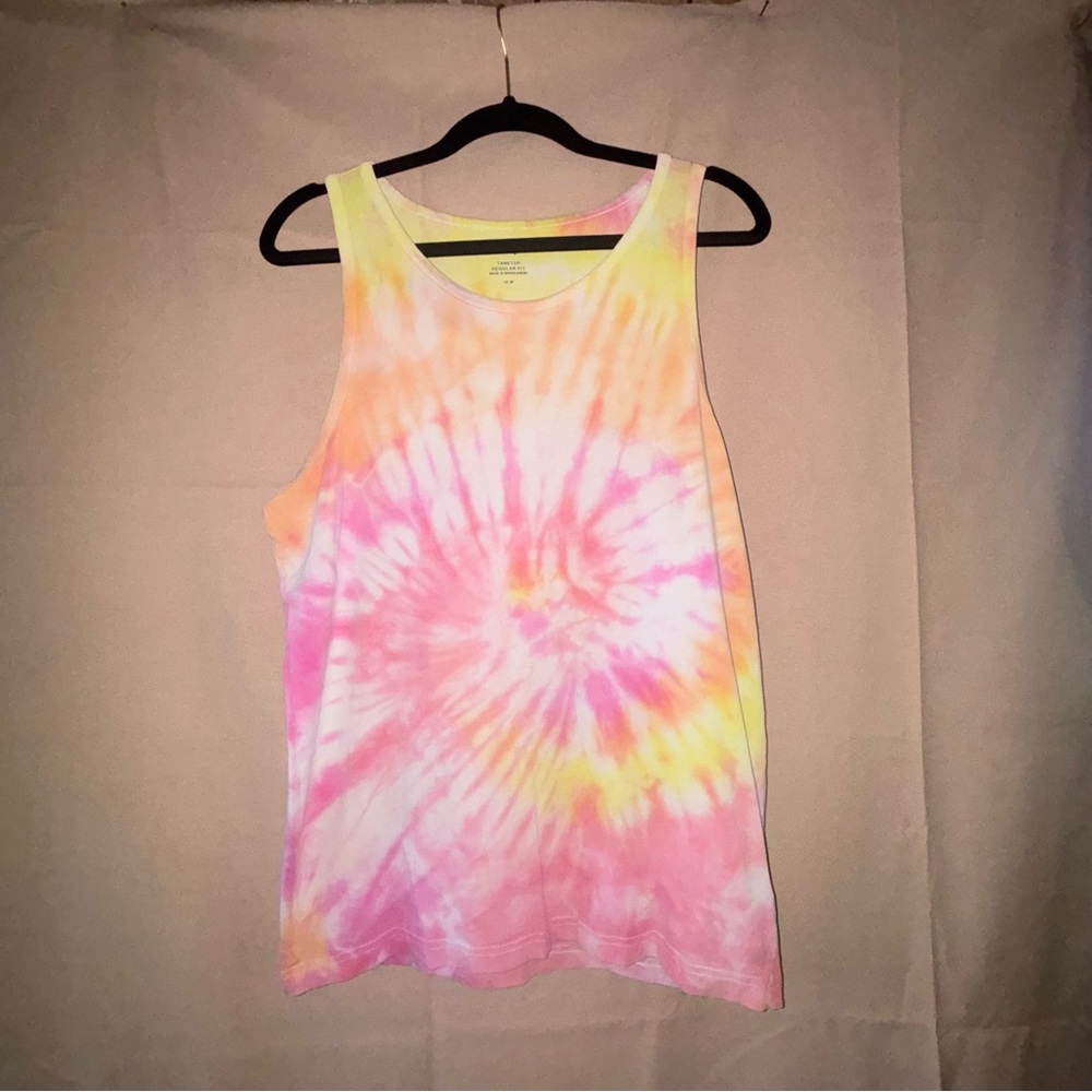 H&M Vibrant Yellow and Pink Tie-Dye Tank Top